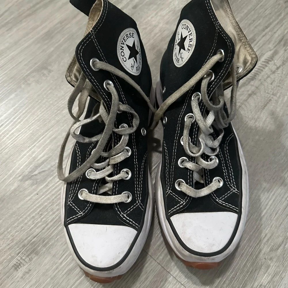 Converse Black High-Tops with White and Brown Soles platform style Sz 7